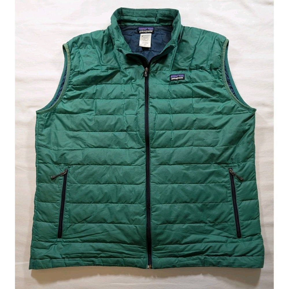 Patagonia Men's L Down Sweater Vest Green 84621 Full Zip Puffer Fall 2013